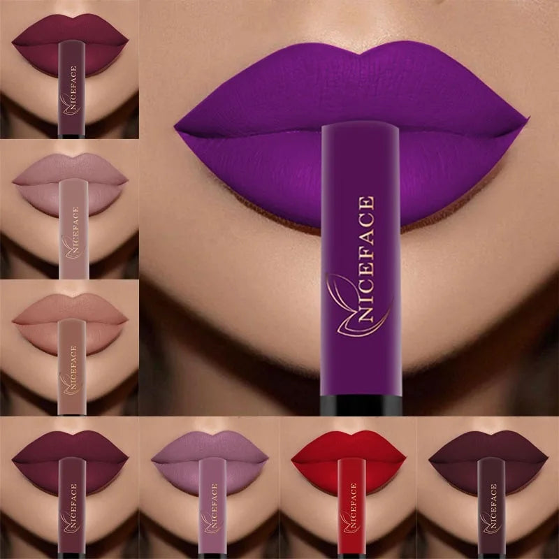 Nude Liquid Lipstick Ultra Matte Velvet Long Lasting Women Beauty Red Nonstick Cup Waterproof Purple Lip Gloss Lips Cosmetics Qme