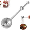 1pc Flour Sprinkler Stainless Steel, Flour Filter One Hand Operation Spring Flour Sieve, Dust Collector Flour Sprinkler Tool Qme Silvery