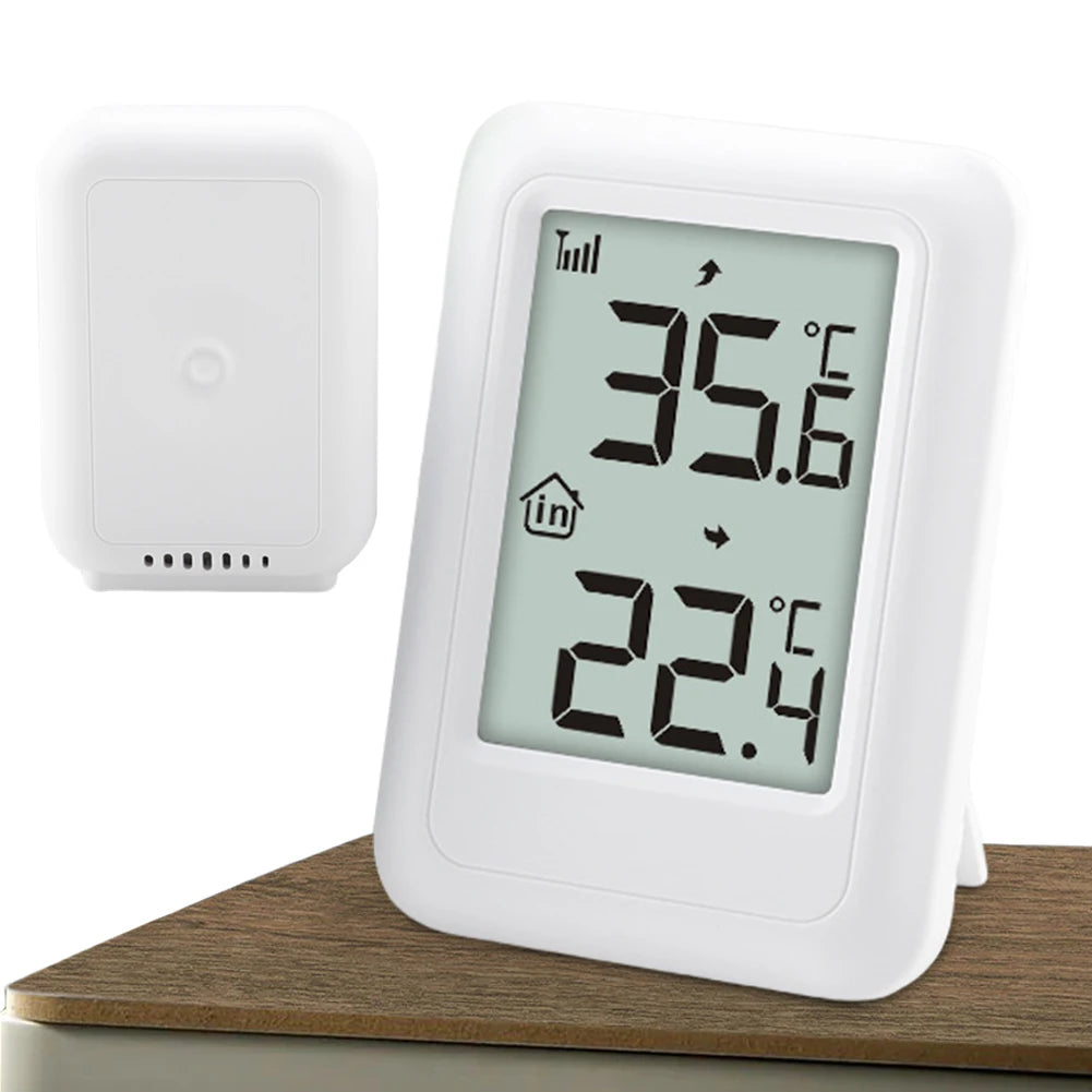 Wireless Thermometer with Hanging Hole Indoor Outdoor Thermometer with Support Frame Temperature Monitor for House Room Patio Qme