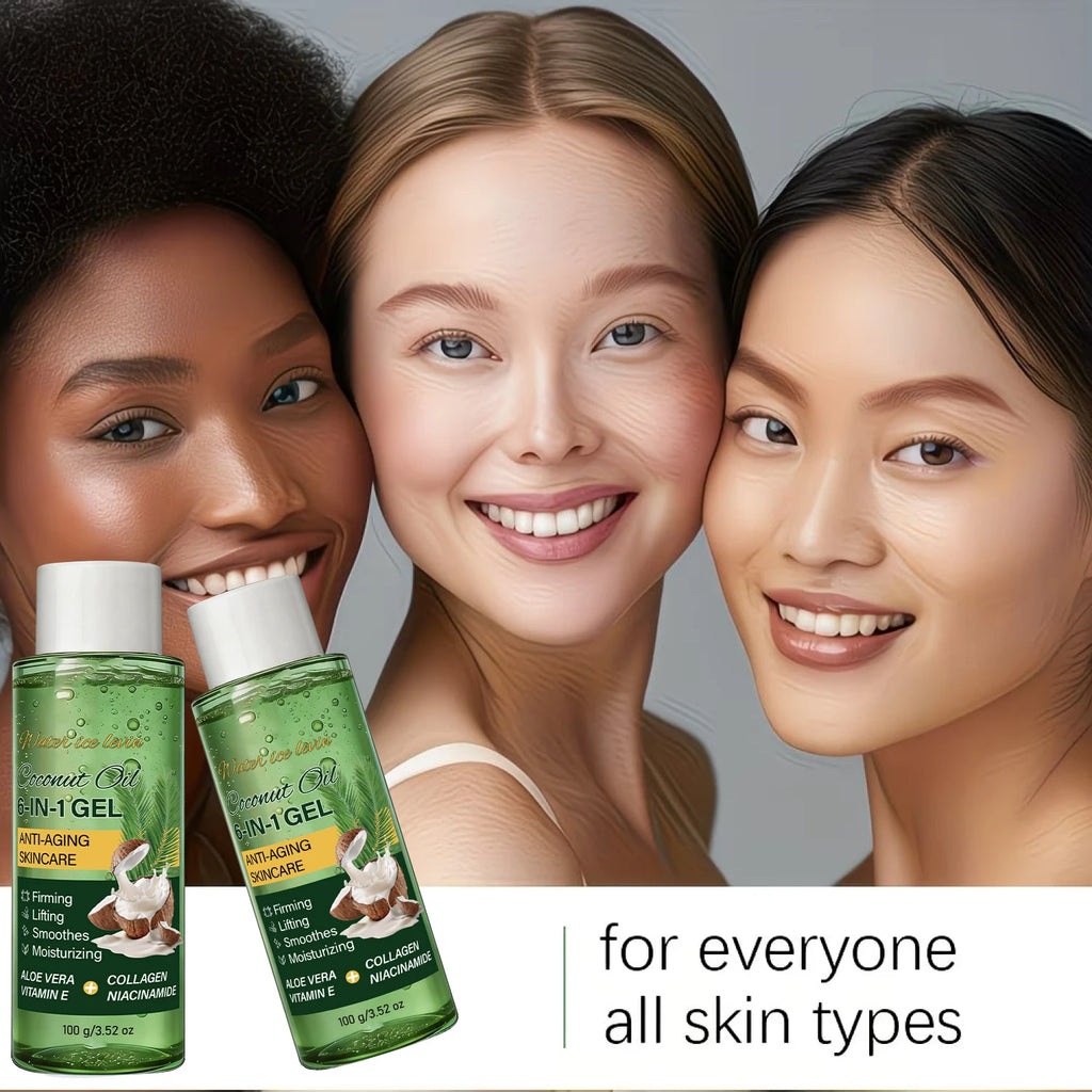 Coconut Anti-Aging Gel, Collagen & Aloe Vera Infused, Firming & Moisturizing Qme