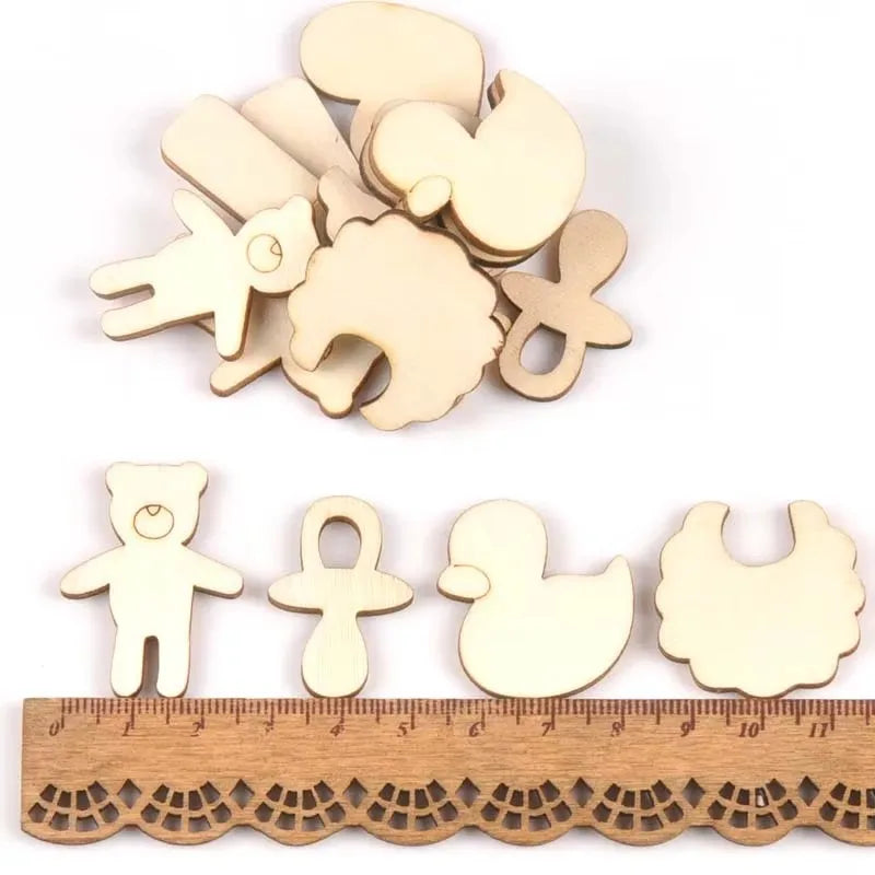 Mixed Bear/pacifier/duck/bib Unfinished Wooden Ornament For Kid Paint Scrapbooking DIY Carfts Wood Home Decor Arts 20pcs m2152 Qme