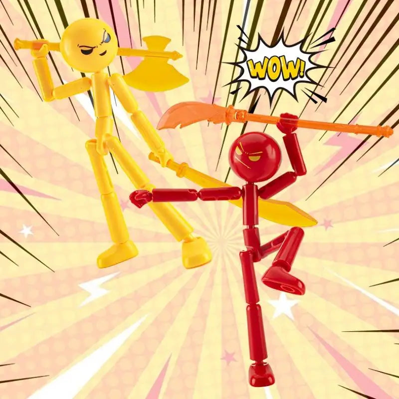 Novelty Action Figure Stickman Assembled Robot Movable Multi-jointed Qme