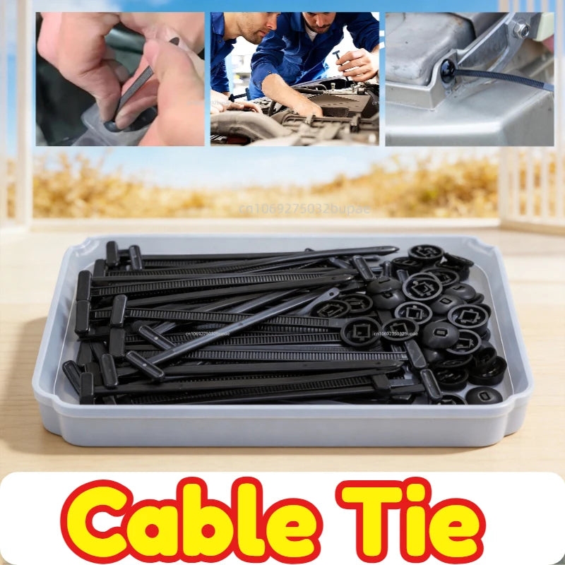 Nylon Cable Ties Buckle Auto Fastener Screw Replacement Clip Car Fenders Trunk Engine Guard Panel Wire Management Tool Organizer Qme