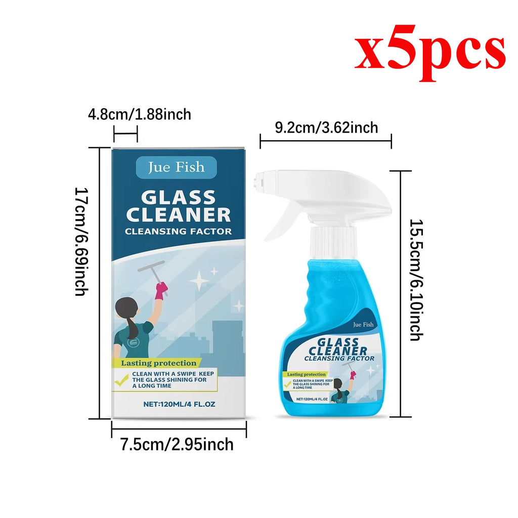Glass cleaner for home mirror glass to remove oil, stains and dirt; glass cleaning spray Qme 5pcs
