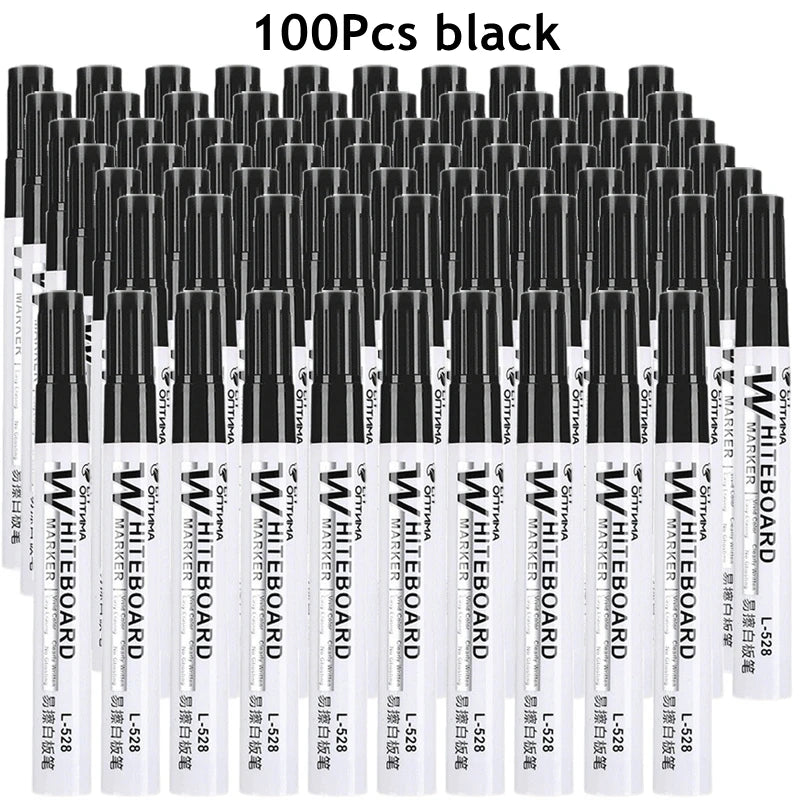1/20/100Pcs Erasable Whiteboard Marker Pen Blackboard Marker for Classroom Glass Office School Stationery White Board Marker Qme 100Pcs Black A