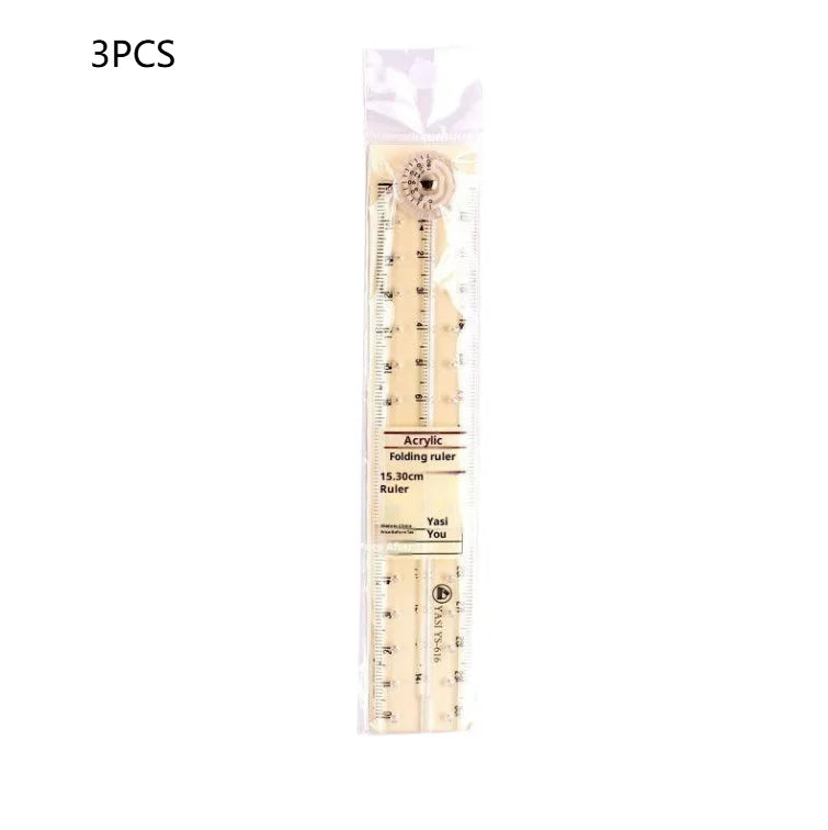 1 2 Acrylic Transparent Folding Ruler Simple Drawing Measuring Rulers Qme 3Pcs