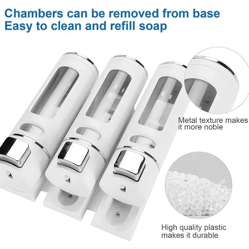 Liquid Soap Dispenser Wall Mounted Refillable Bathroom Kitchen Hotel Qme