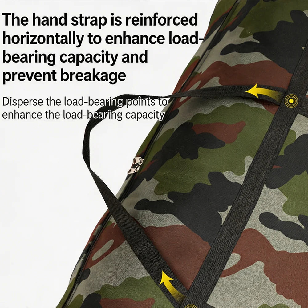 Camo Thickened Oxford Fabric Woven Moving Packing Bag Quilt & Clothes Storage Sack with Handles Luggage Tote Qme