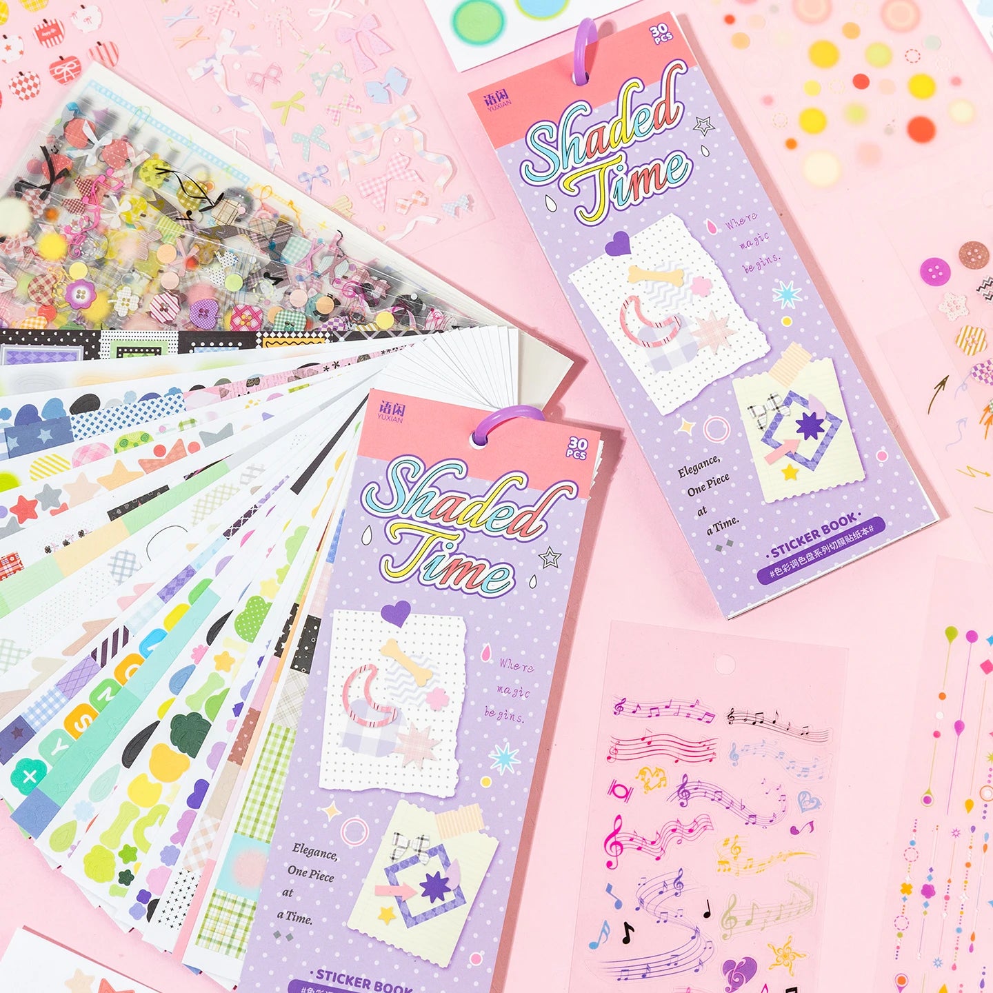 30/60 Pcs Cartoon Die-Cutting Sticker Book Kit Multi-Material Scrapbooking Decor Journal Supplies Aesthetics Stationery Qme 2A
