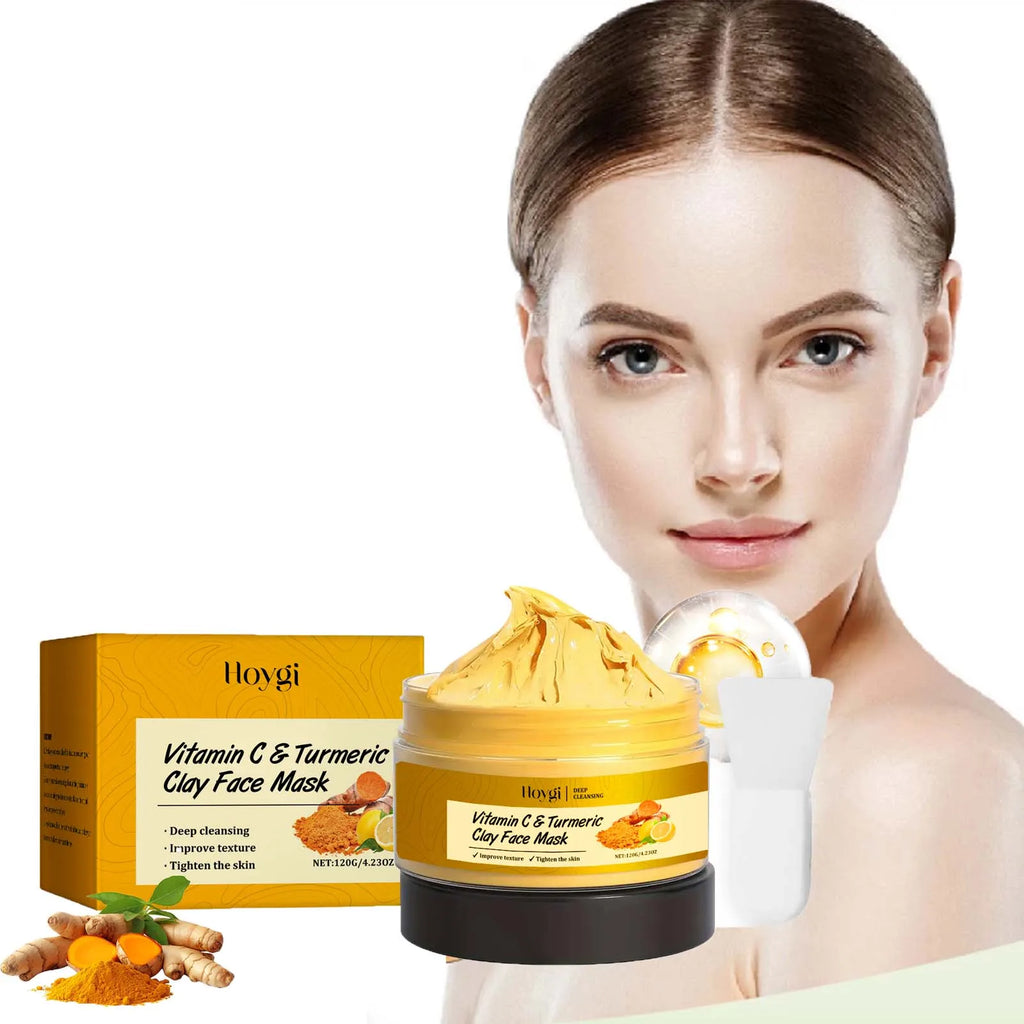 Vitamin C Turmeric Clay Mask Deep Cleansing Hydrating Pore Purifying Fade Dark Spots Acne Even Skin Tone Tightens Skin Care Qme