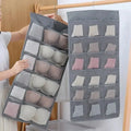 Double Sides Underwear Storage Hanging Bag Dormitory Home Wardrobe Hanging Wall Foldable Bag Underpants Socks Organizer Qme grey