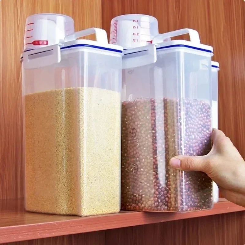 Plastic Cereal Dispenser Food Grain Rice Flour Storage Container Kitchen Household Organizer Supplies Box Storages Qme