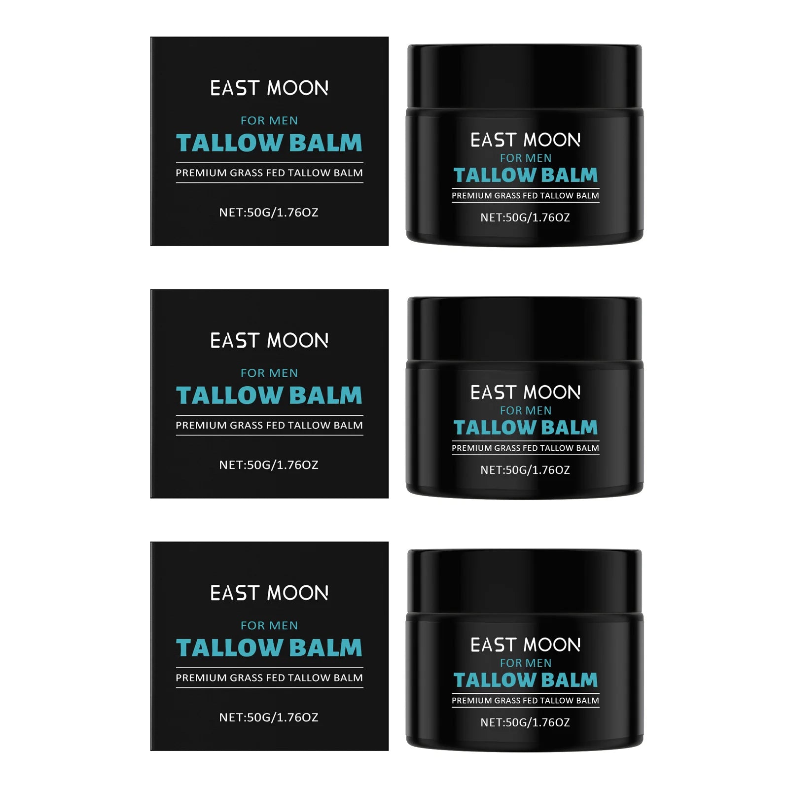 Men's Tallow Balm Firming Fade Fine Lines Anti Wrinkle Moisturizing Non-Greasy Brighten Skin Facial Care Skin Face Cream Qme 3 x 50g Boxed