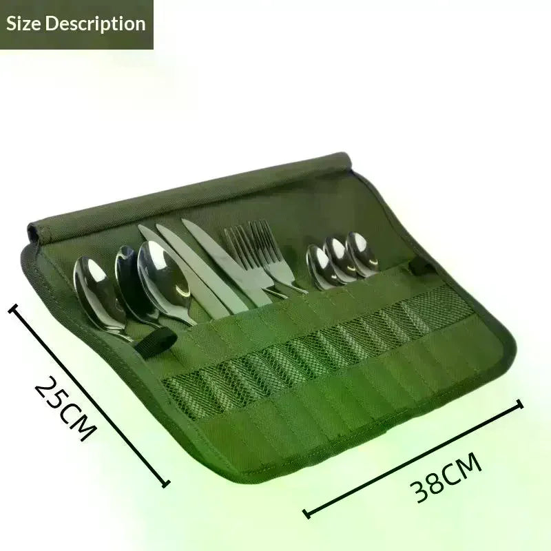 1Pcs Travel Cutlery Bag Cuisine Storage Bag Portable Tableware Storage Cooking Utensil Organizer Multifunction Pouch For Camping Qme