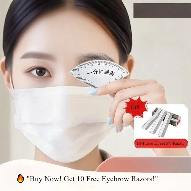 1PC Brow Shaping Stencil+Eyebrow Razors - 10 Blades, Instant Brow Shaper - Multi-Style Template Kit for Fast & Precise Shaping Qme