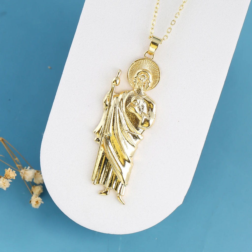 Classic Simple San Judas Tadeo Pendant 14k Gold-plated Men's and Women's Necklace for Religious Daily Party Jewelry Gift Choice Qme 7