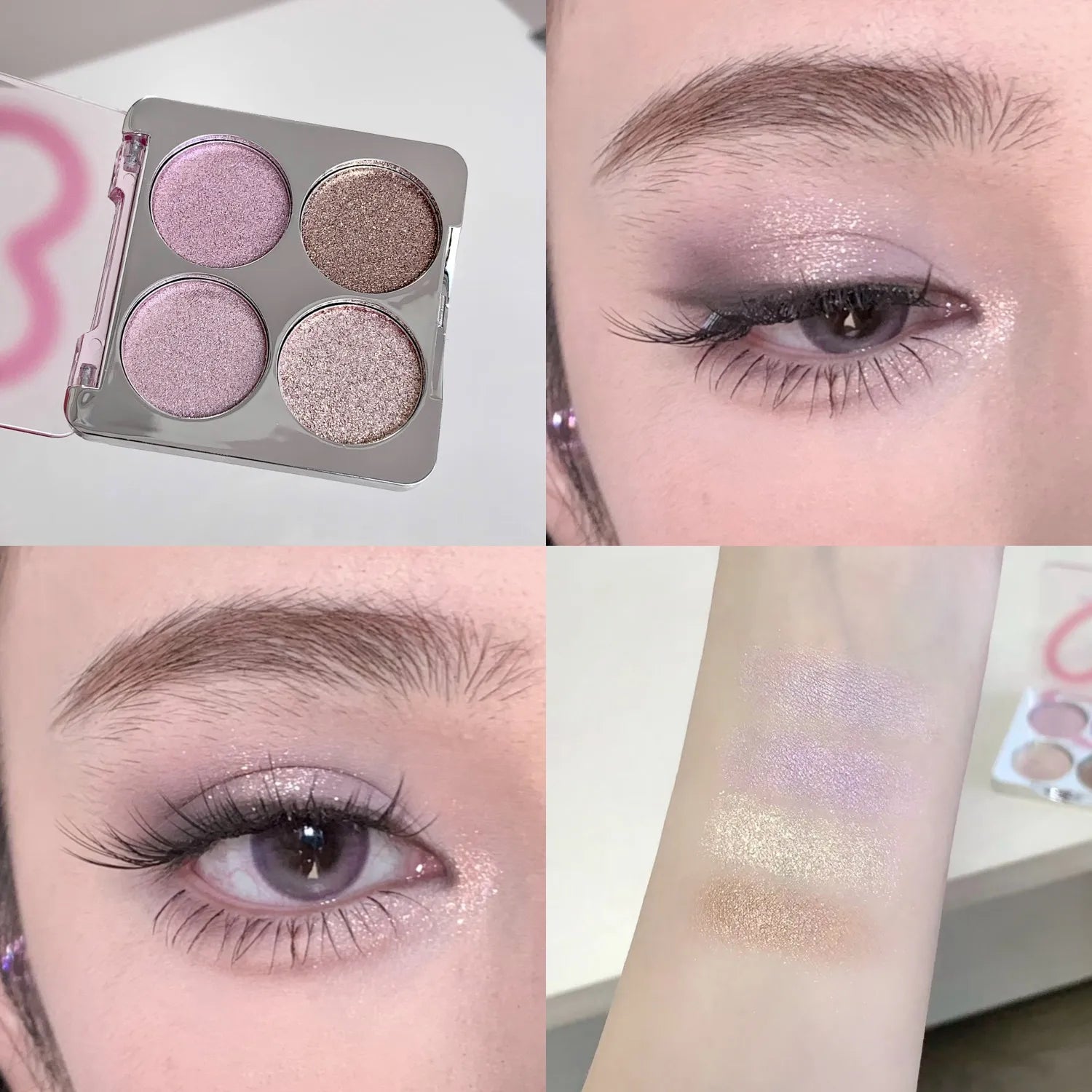 4-Color Glitter Eyeshadow Palette SHAQINUO Pearlescent Shimmer Qme N1015-01