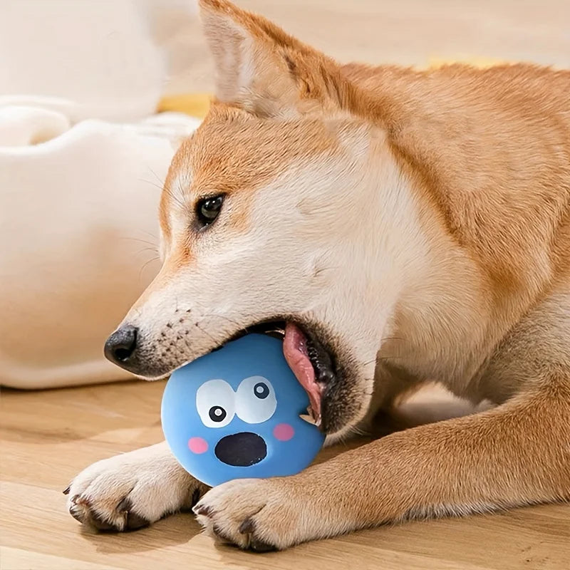 1pcCartoon Big Eye Ball Dog Toy, Durable Rubber Dog Ball Toy WithSound, Pet Grinding Teeth Sound Toy For Dog Interactive supplie Qme