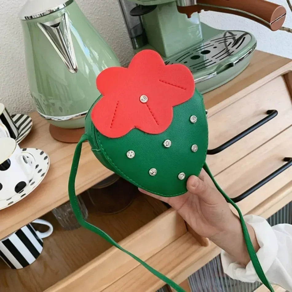 Kids Girls Cute Cartoon Strawberry Mini Coin Purse Princess Messenger Qme