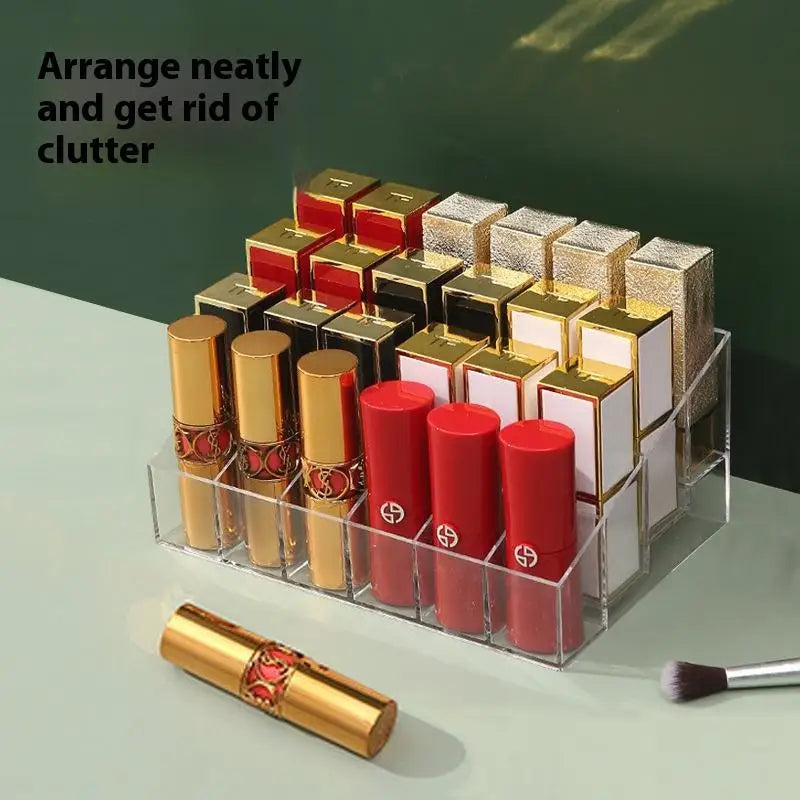 24 Grids Clear Acrylic Lipstick Box Makeup Organizer Storage Box Make Up Brush Organizer Display Holder Cosmetic Organizer Box. Qme