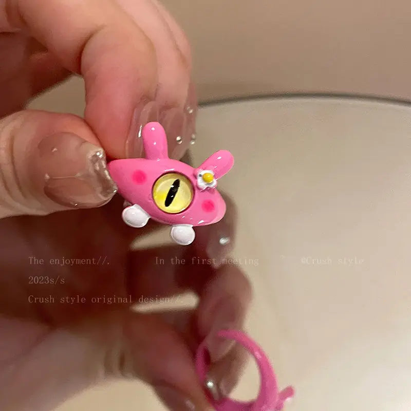 Funny Big eye little Monster Open Rings Women Cartoon Cute Cat Resin Finger Ring Y2K Fashion Couple Friends Jewelry Gifts Qme 3 China Mainland resizable