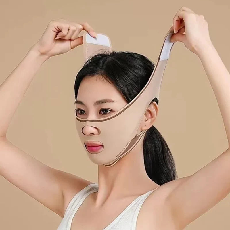 V-shaped Chin Cheek Lifting Mask Elastic Polyester Face Band Slimming Qme