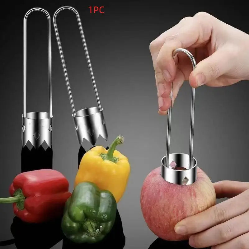 1pc Stainless Steel Fruit Vegetable Corer Pepper Seed Remover Kitchen Gadget For Apple Pear Tomato Pepper Qme