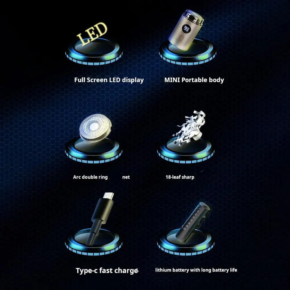 New Mini Portable Men's Electric Shaver Long Standby Car Mounted Wash-free Charging Shaving Razor For Men Qme