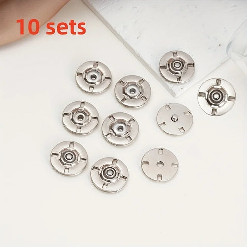 10 sets of four eye buckle bags -10mm/0.39-inch metal invisible buckles, suitable for outerwear/jacket/hand sewn accessories Qme 10 pairs silvery