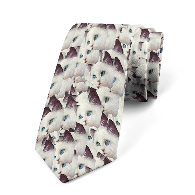 Cute Funny Cat Tie Newly Designed Cartoon 3d Printing Fashion Qme style3