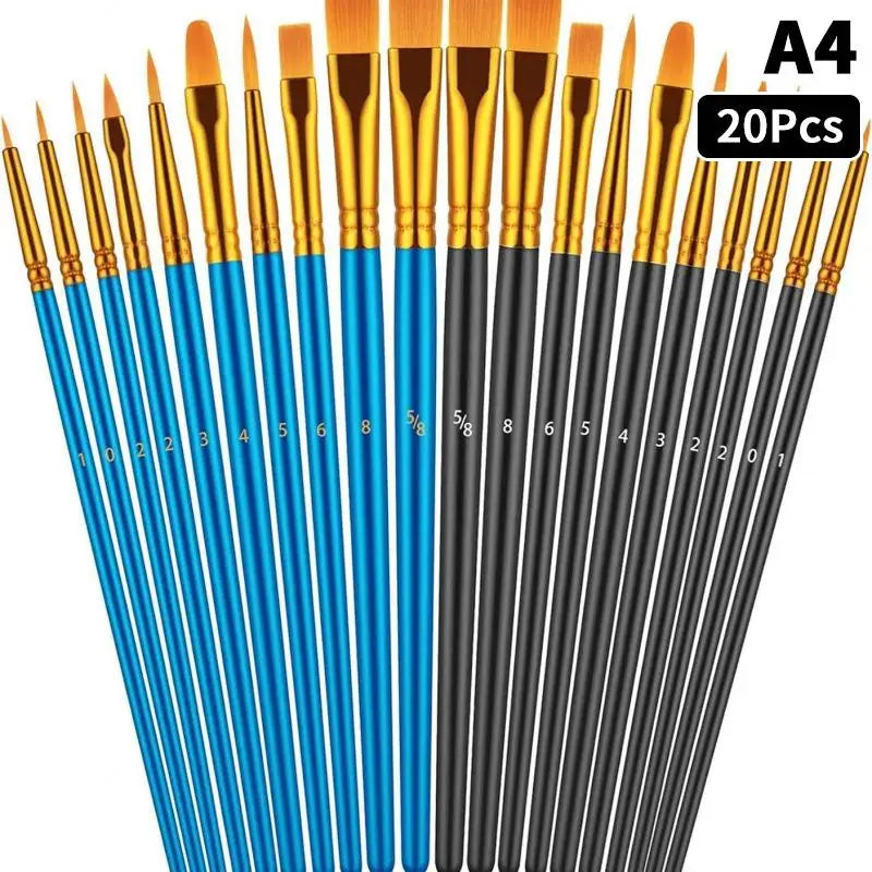 Detail Painting Brushes Professional Round Flat Nylon Hair Watercolor Qme A4