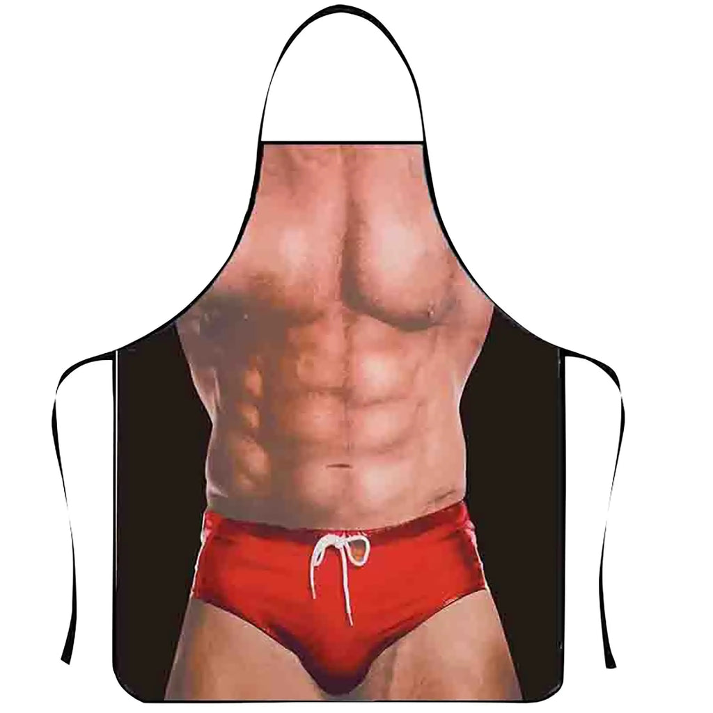 Fun Men's Cooking Carbecue Apron Home Multipropose Baking Cleanning Accessories Creative Muscle Prank Holiday Gift Qme