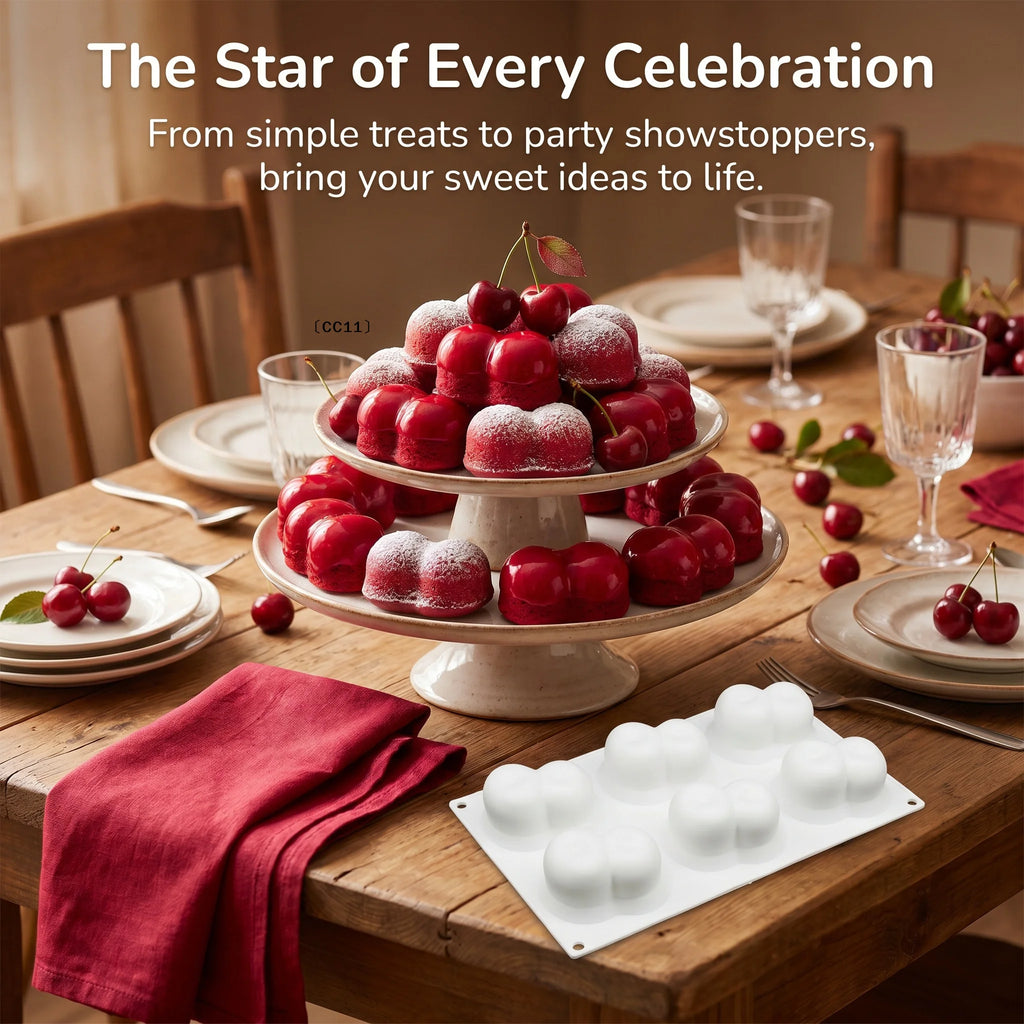 Cherry Shape Silicone Mold Cake DIY 3D Fruit Mouse Mould Pudding Qme