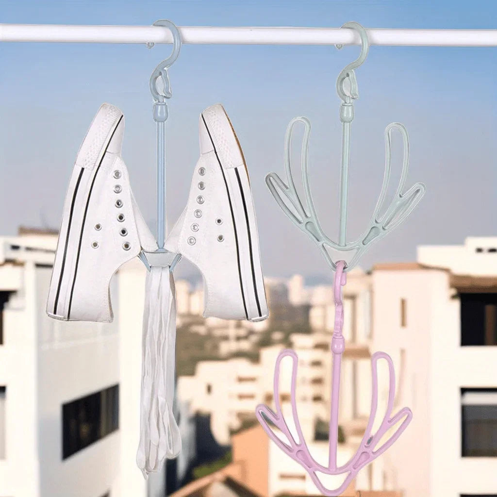 Shoe Drying Rack, Hook, Multi-Functional 360 Degree Rotation Balcony Shoe Drying Rack, Clothes Hanger Hook For Hanging Shoes Qme