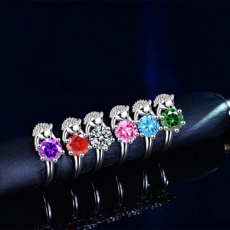 Fashion Hedgehog Multicolor Zircon Adjustable Sterling Cool Ring Fashion Women's Cocktail Party Jewelry Gifts Qme