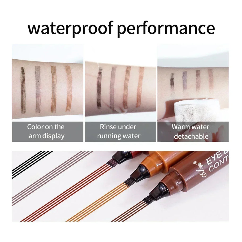 4-Tip Microblading Eyebrow Pencil Waterproof Smudge-proof Natural Qme