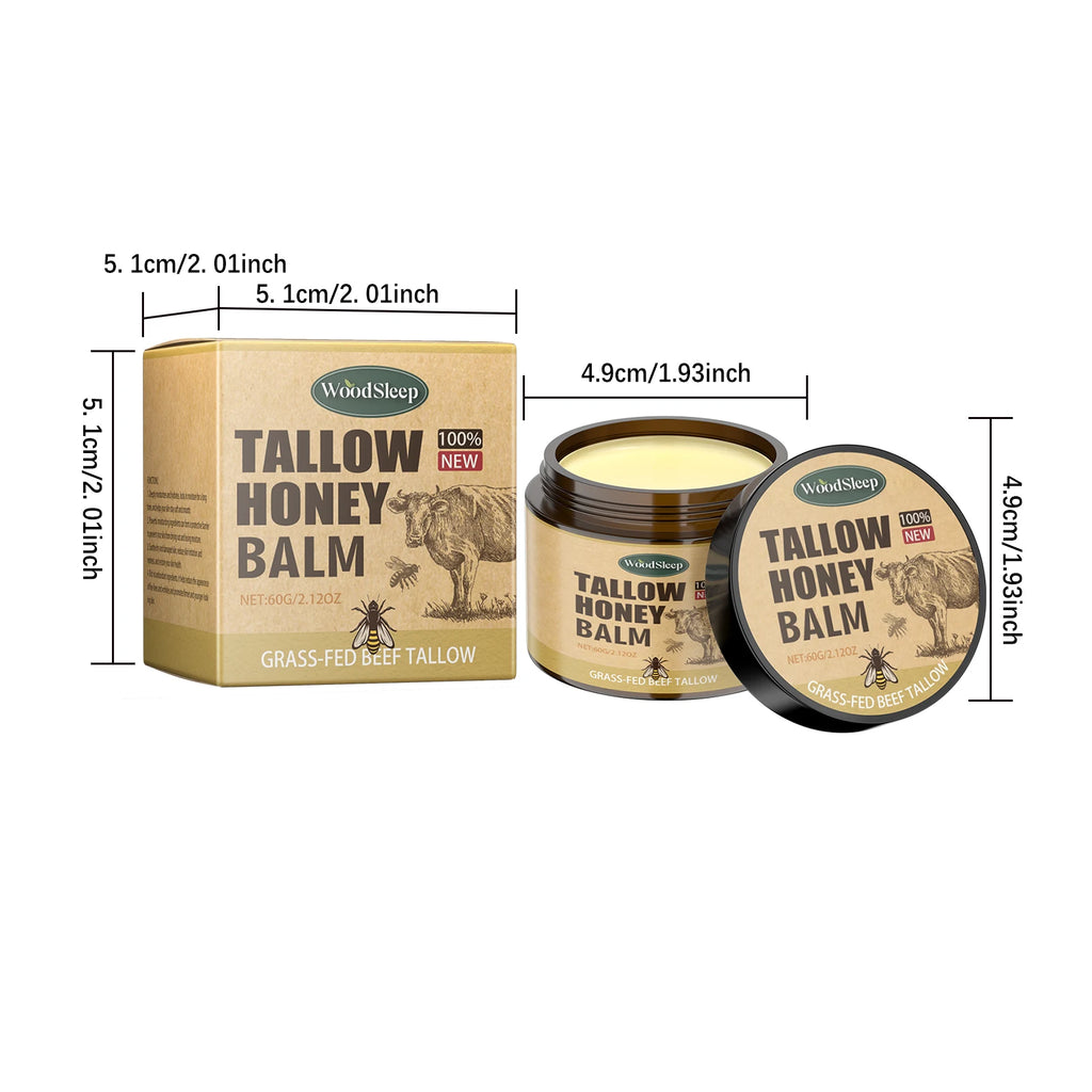 Beef Tallow Honey Balm Moisturizing Hydrating Face Cream Body Lotion Fades Fine Lines Tighten Soothen Brightening Facial Skin Qme