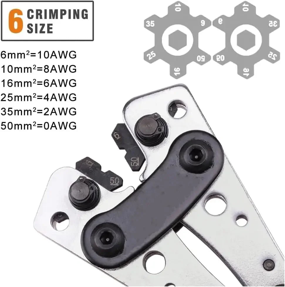Cable Wire Lug Crimping Tool Kit 10-1 AWG, 8 Sizes 60Pcs Copper Ring Terminals,Terminal Crimper Set for Heavy Duty Wire Lugs Qme