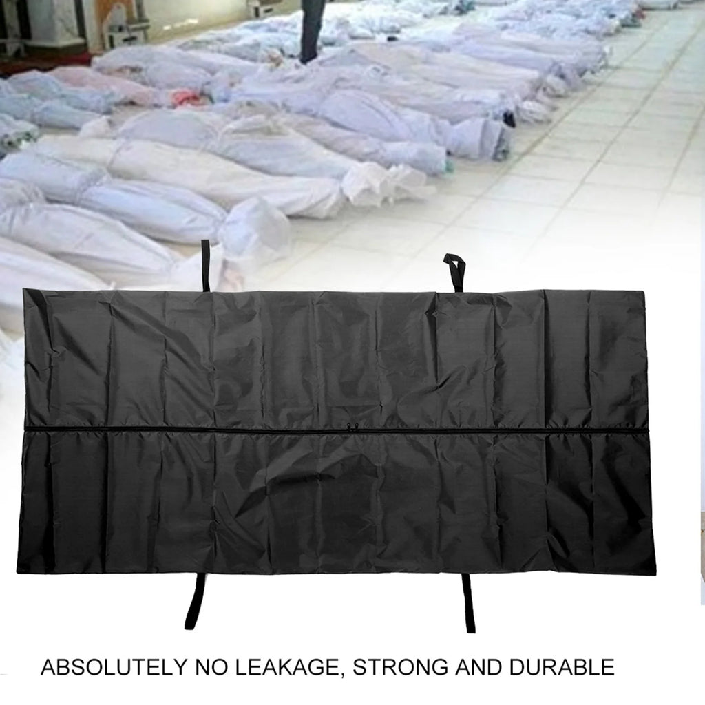 Emergency Cadaver Body Bag Oxford Cloth Dead Body Bags Double Use Waterproof Reinforced Handle Black for Hospital Transportation Qme