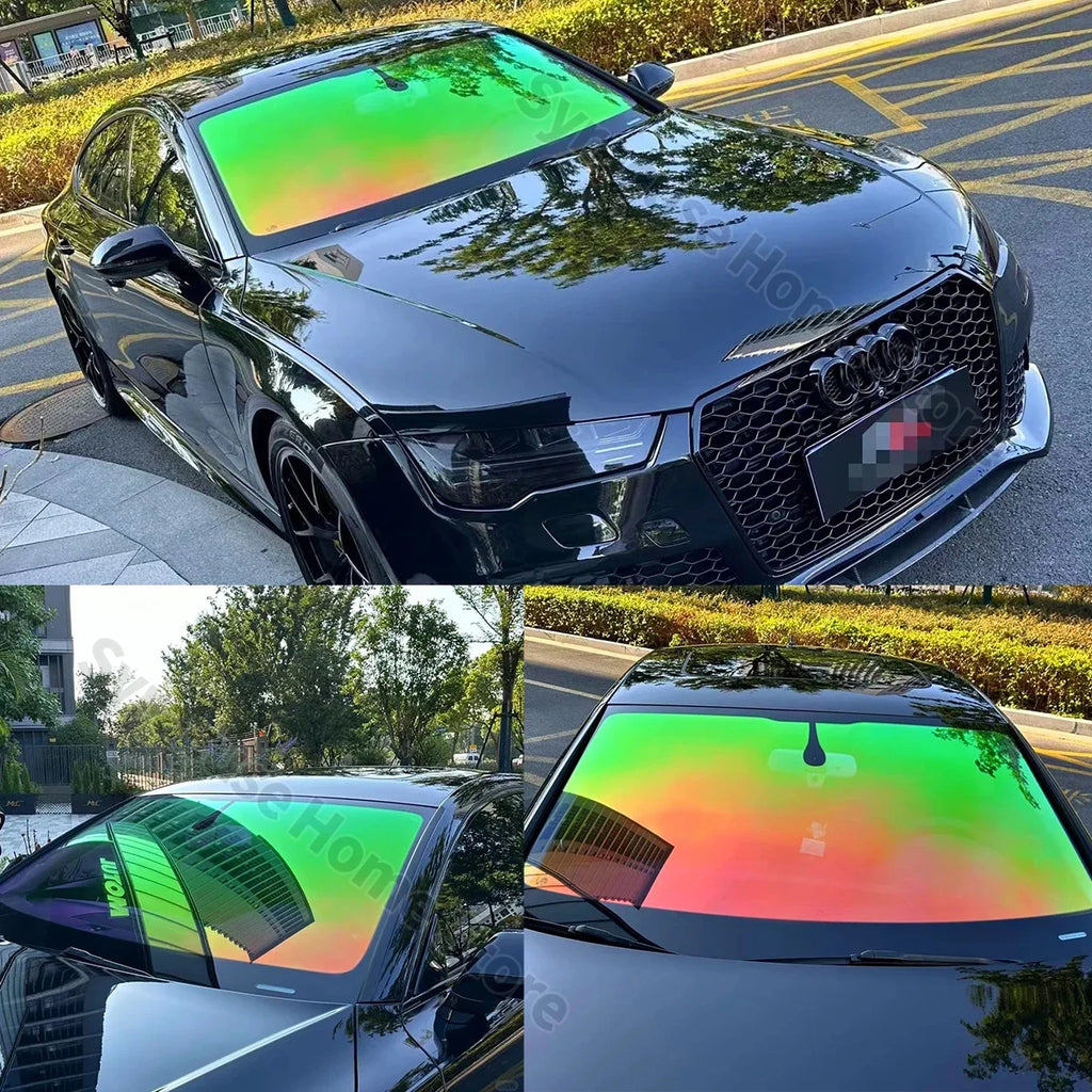 64% Chameleon Film Aurora Green Car Window Color Chanage Tint Glass Sticker Solar Decorative Protective Foils Qme