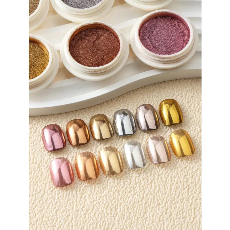Chrome Nail Powder Gold Silver Pigment Mirror Metallic Rubbing Art Qme