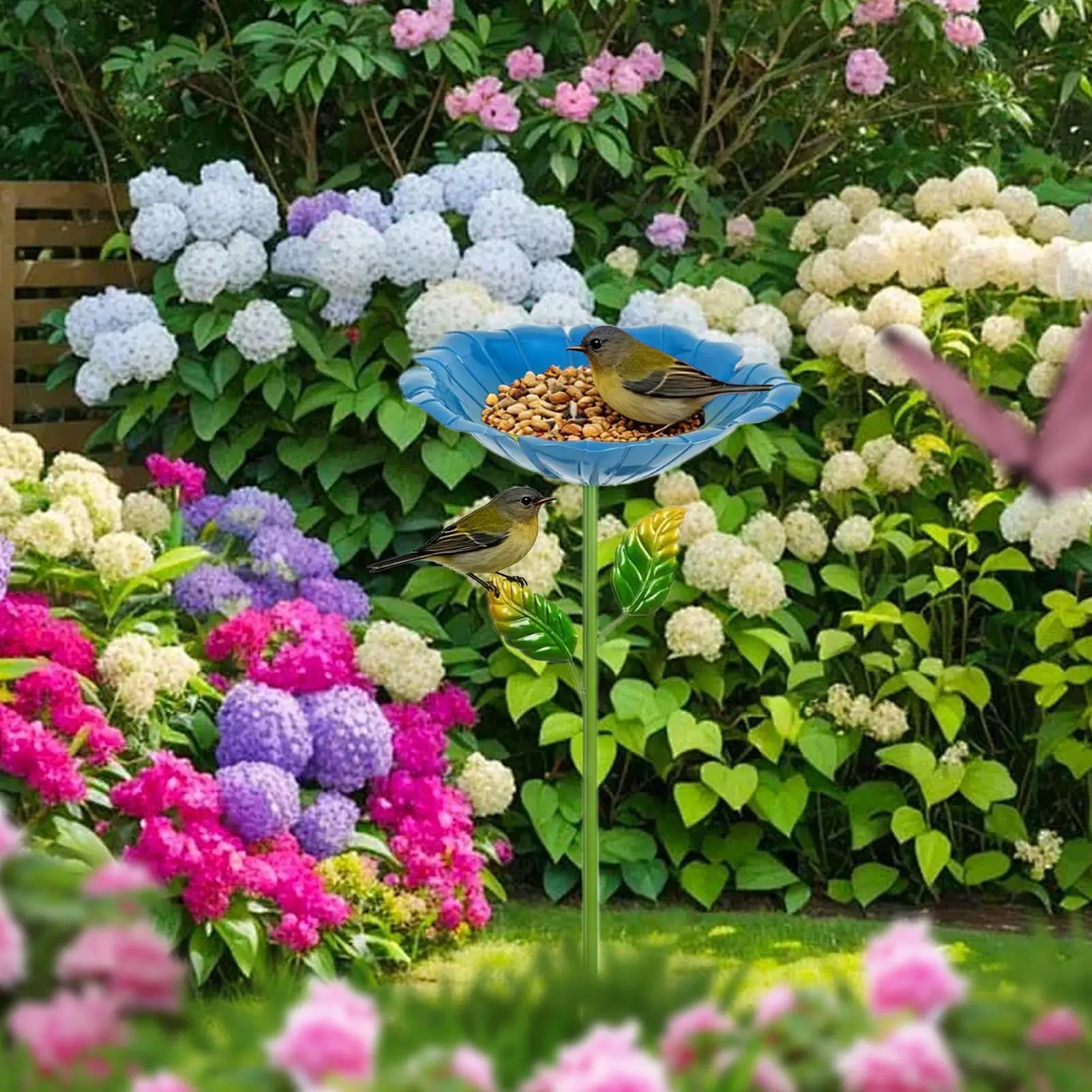 Bee Watering Station For Garden Metal Flower Garden Stake Wild Birds Water Feeder Outside Butterfly Drinking Station For Patio Qme