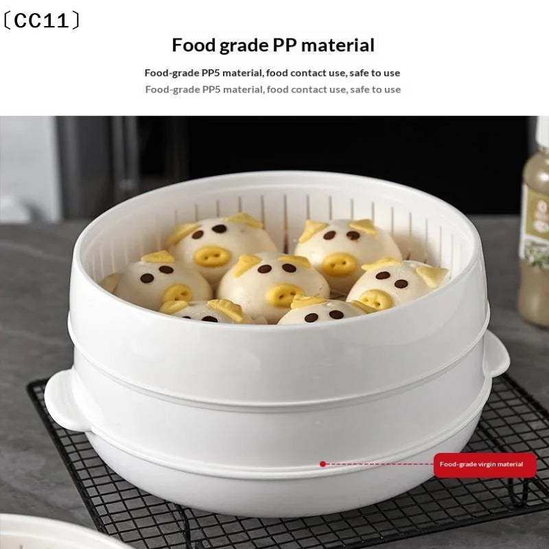Microwave Food Steamer Heat-resistant Plastic Steaming Tray SetCC11 Qme