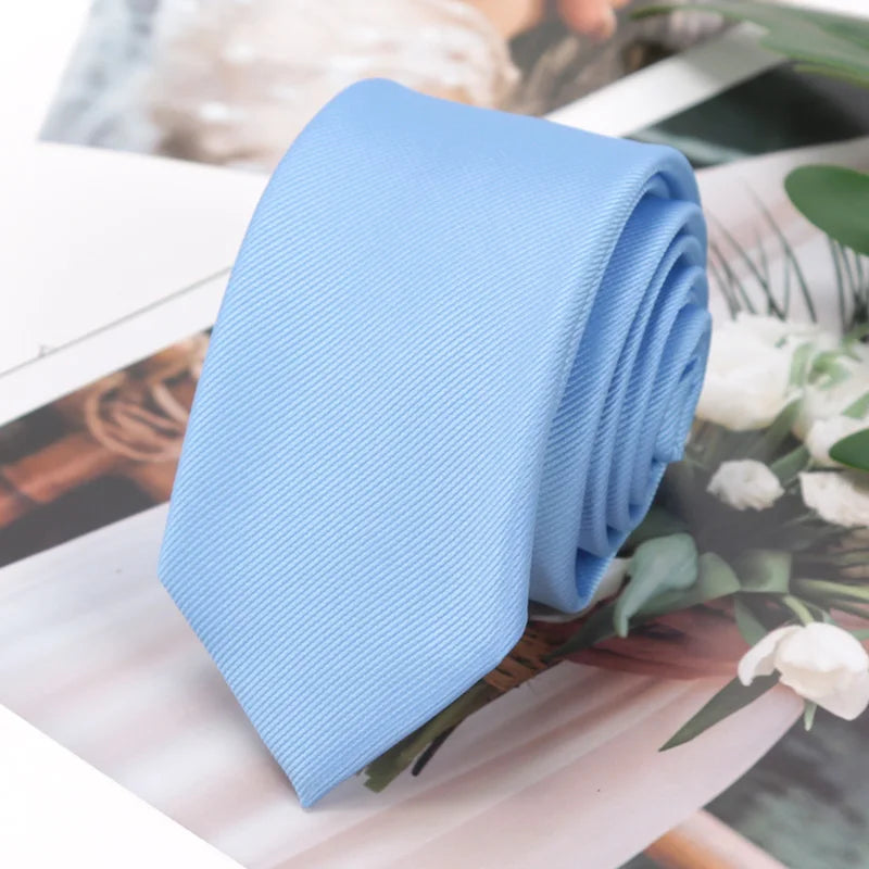 Mens Ties Champagne Red Black Solid Skinny Necktie Women Casaual Qme SKY BLUE