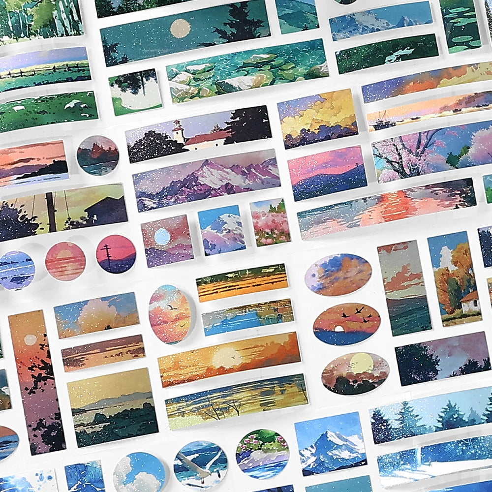 6*200cm Landscaping Washi Tape Meeting Mountains and Seas Creative DIY Journal Scrapbooking Masking Tapes Aesthetic Stationery Qme