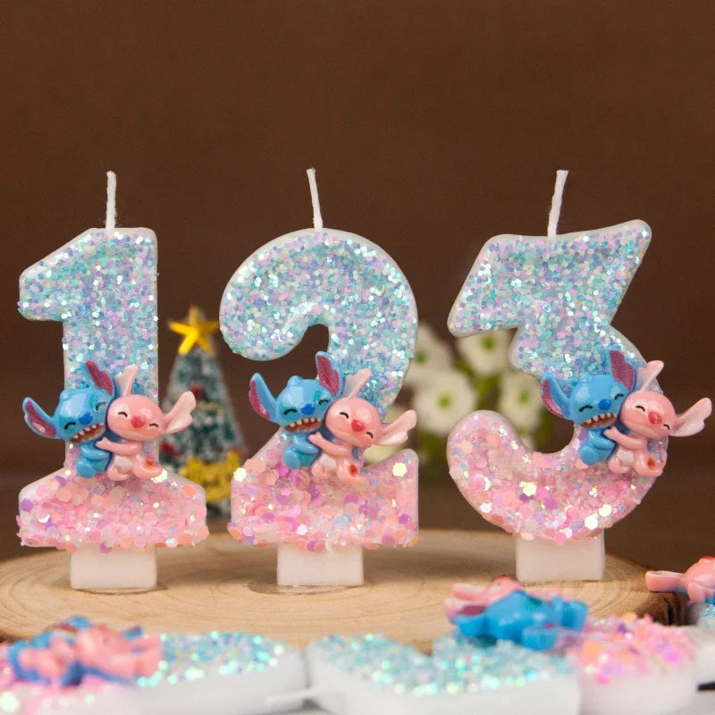 Stitch and Lilo Couple-Themed Number Candles Creative “Hugging” Candles for Birthday Cakes Festive Candles Qme
