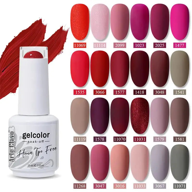 Arte Clavo Red Series Nail Polish Party Colors Gel Varnishes All Qme
