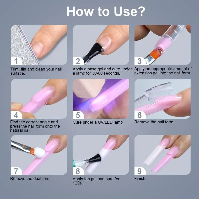 Clear Dual Nail Forms Pre-printed Guides Multiple Sizes Home Portable Qme