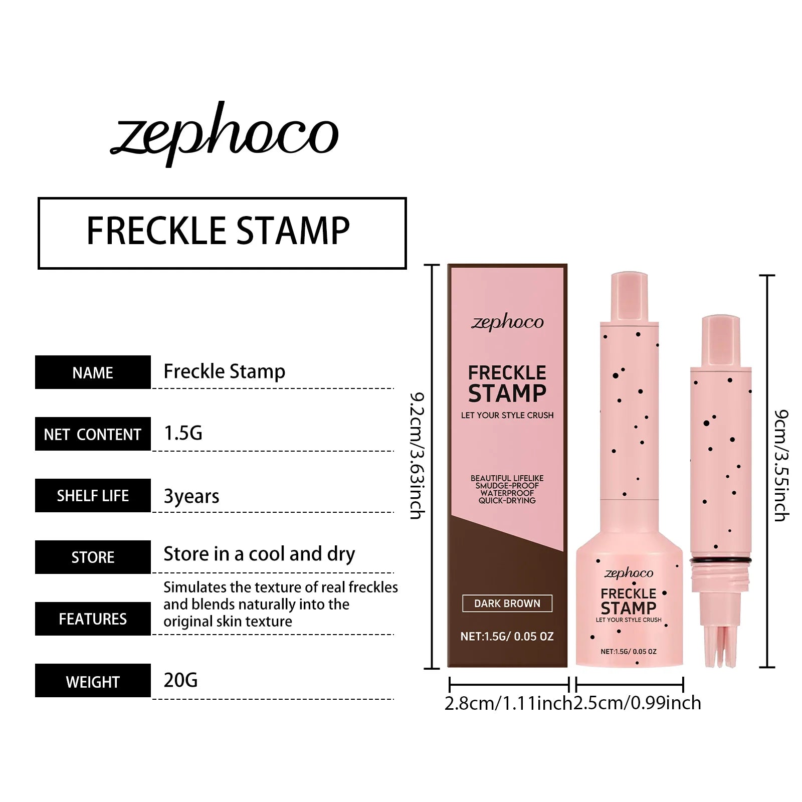 Zephoco Freckle Stamp Quick Drying Waterproof Smudge Proof Natural Qme