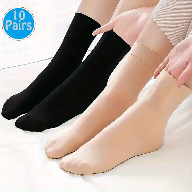 10 20Pairs Solid Crew Comfy Women Socks-breathable Mid-tube Soft Qme 10 pairs mixed color One Size